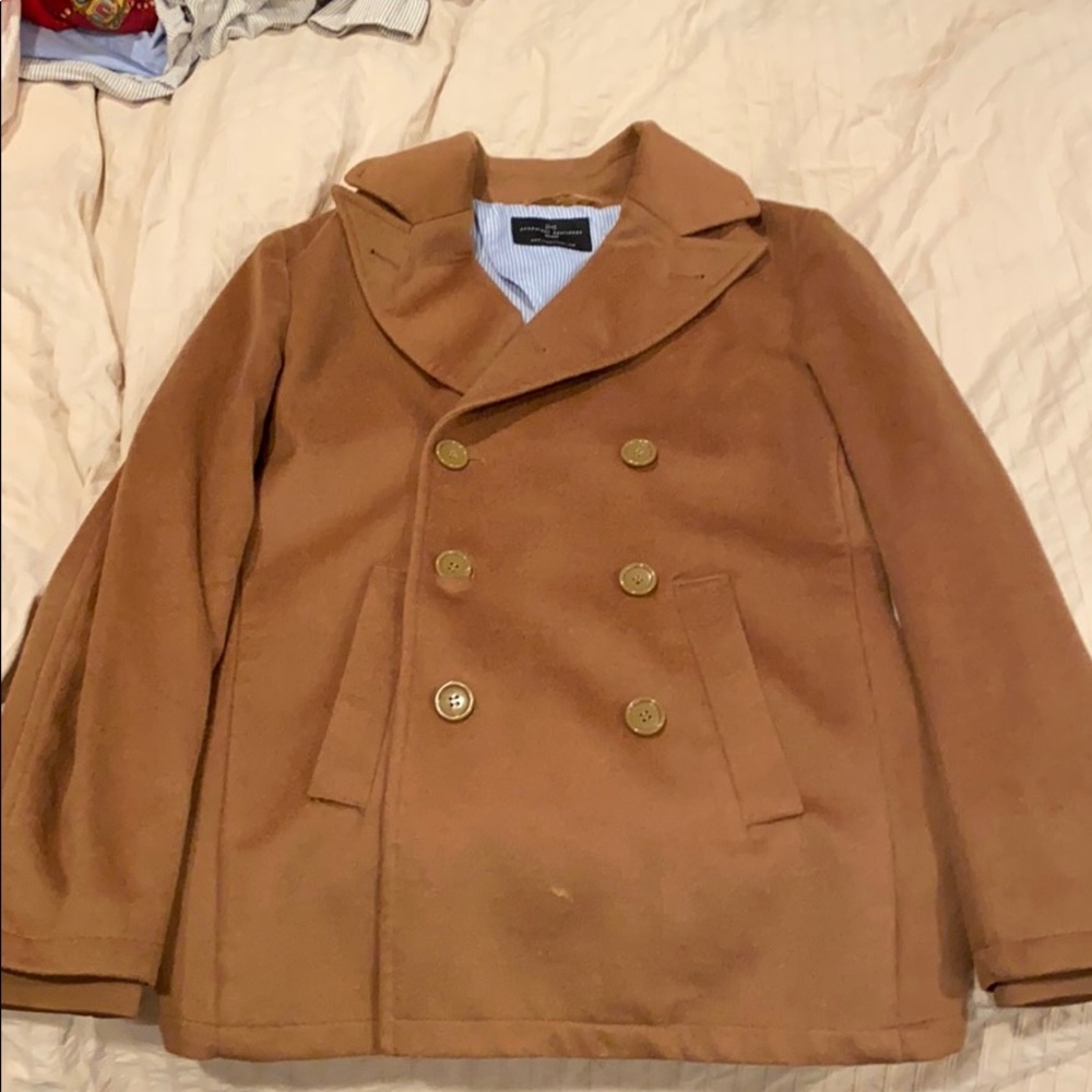 Tan wool peacoat